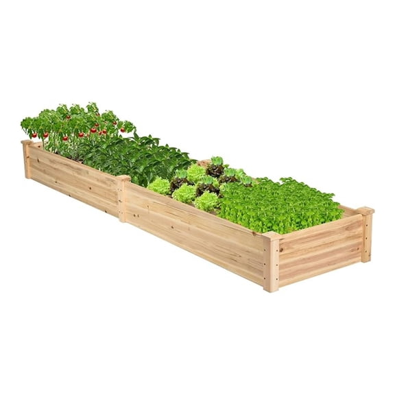 Raised Garden Bed Wooden Planter Box, 91"x24"x9" Outdoor Vegetable Flower Planter Kit