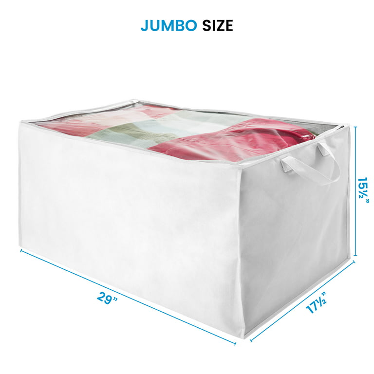 ZOBER Jumbo Storage Bag Organizer (2 Pack) Large Capacity Storage Box with  Reinforced Strap Handles, PP Non-Woven Material, Clear Window, Store