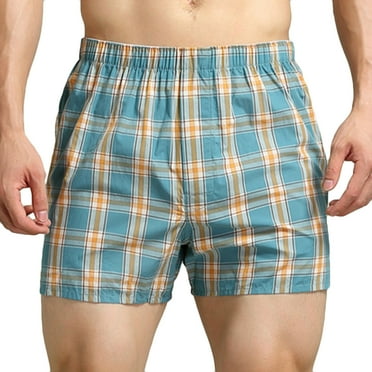 IROINNID Men's Boxer Underpants Fashion Patchwork Plaid And Leggingss Prints Underwear