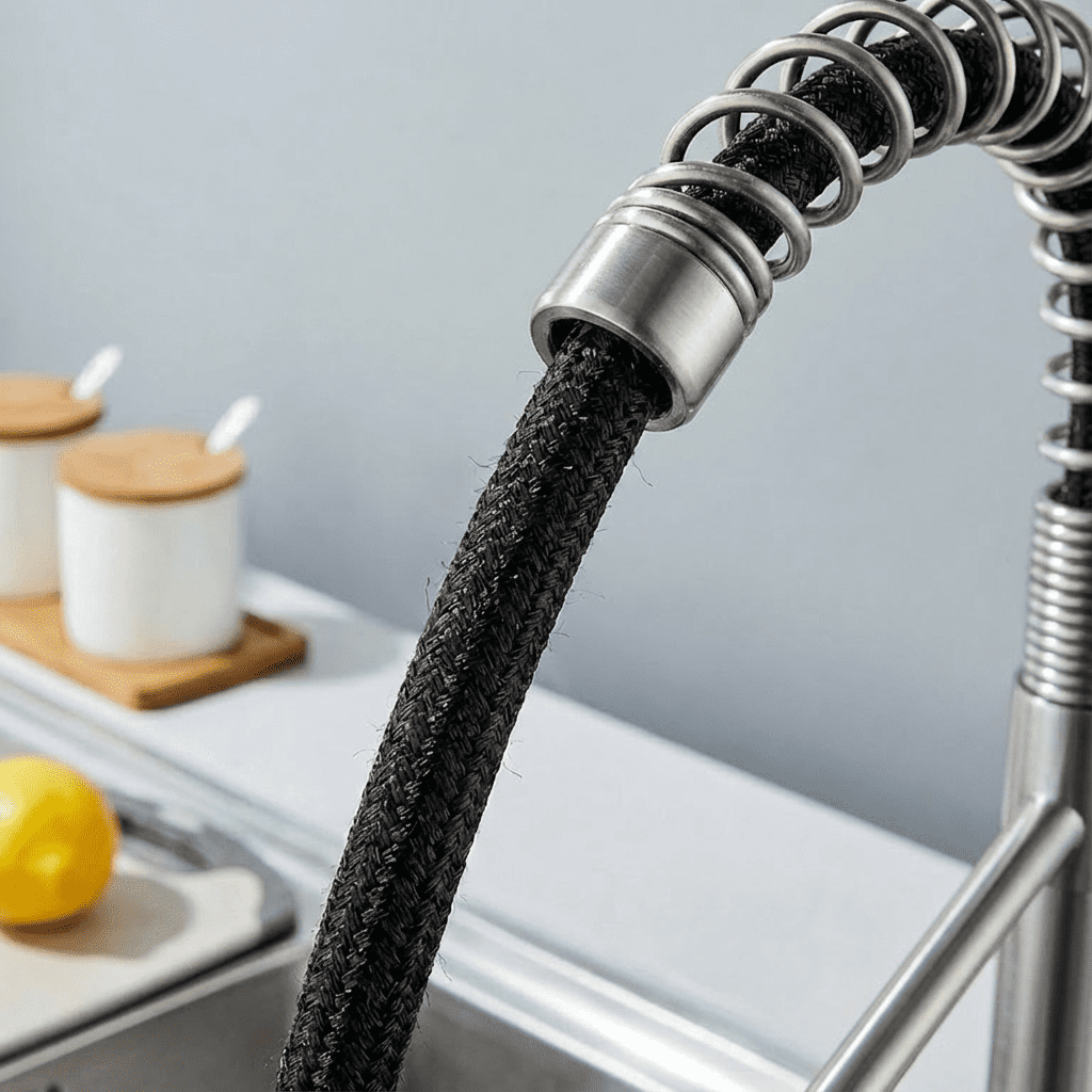 Kitchen Faucet with Pull Down Sprayer Industrial 1 Handle 1 Hole or 3 Hole Faucet for Farmhouse Camper Laundry Utility,Nickel