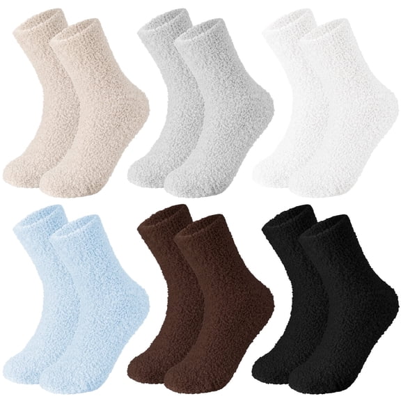Bocaoying 6 Pairs Fuzzy Socks for Women, Soft Fluffy Thermal Comfy Socks, Plush Cozy Winter Warm Luxurious Fabric Slipper Sleeping Socks for Women Cabin Home Indoor Casual