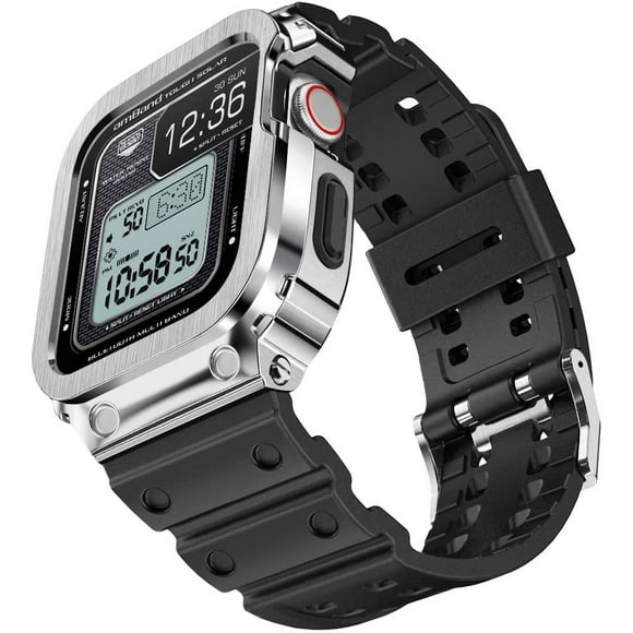 Étui pour Bracelets amBand Compatible avec la Montre Apple Watch 44mm, Couvercle de Protection en Métal en Acier Inoxydable