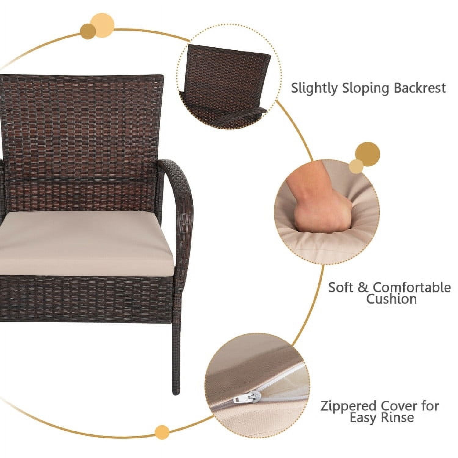 Aimee Lii 4 Pieces Patio Cushioned Wicker Conversation Set, Outdoor Sectional Set with Acacia Wood Tabletop Aimee Lii 4 Pieces Patio Cushioned Wicker Conversation Set, Outdoor Sectional Set with Acacia Wood Tabletop