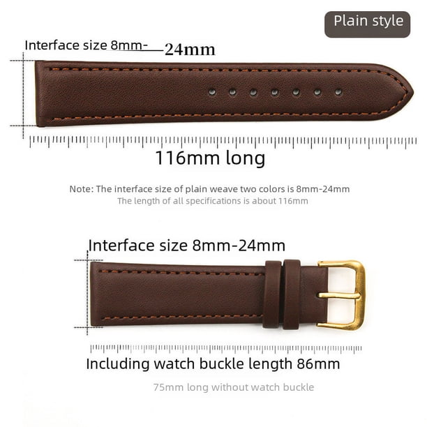 Accesorios para relojes Correa plana de cuero sintético para hombres y mujeres Reloj con hebilla de pasador Correa de pulsera de cuero liso