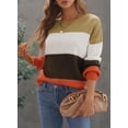 thumbnail image 6 of Asyoly Women Color Block Striped Sweater Long Sleeve Crewneck Knit Pullover Winter Casual Loose Jumper Soft Warm Tops, 6 of 8
