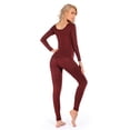 thumbnail image 2 of LiangRou Women's Scoop Neck Long Johns Ultra Thin Modal Thermal Underwear Top & Bottom Set Dark Rosewood X-Large, 2 of 6