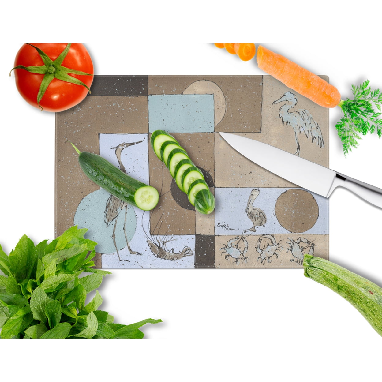 Crab Glass Cutting Board Large