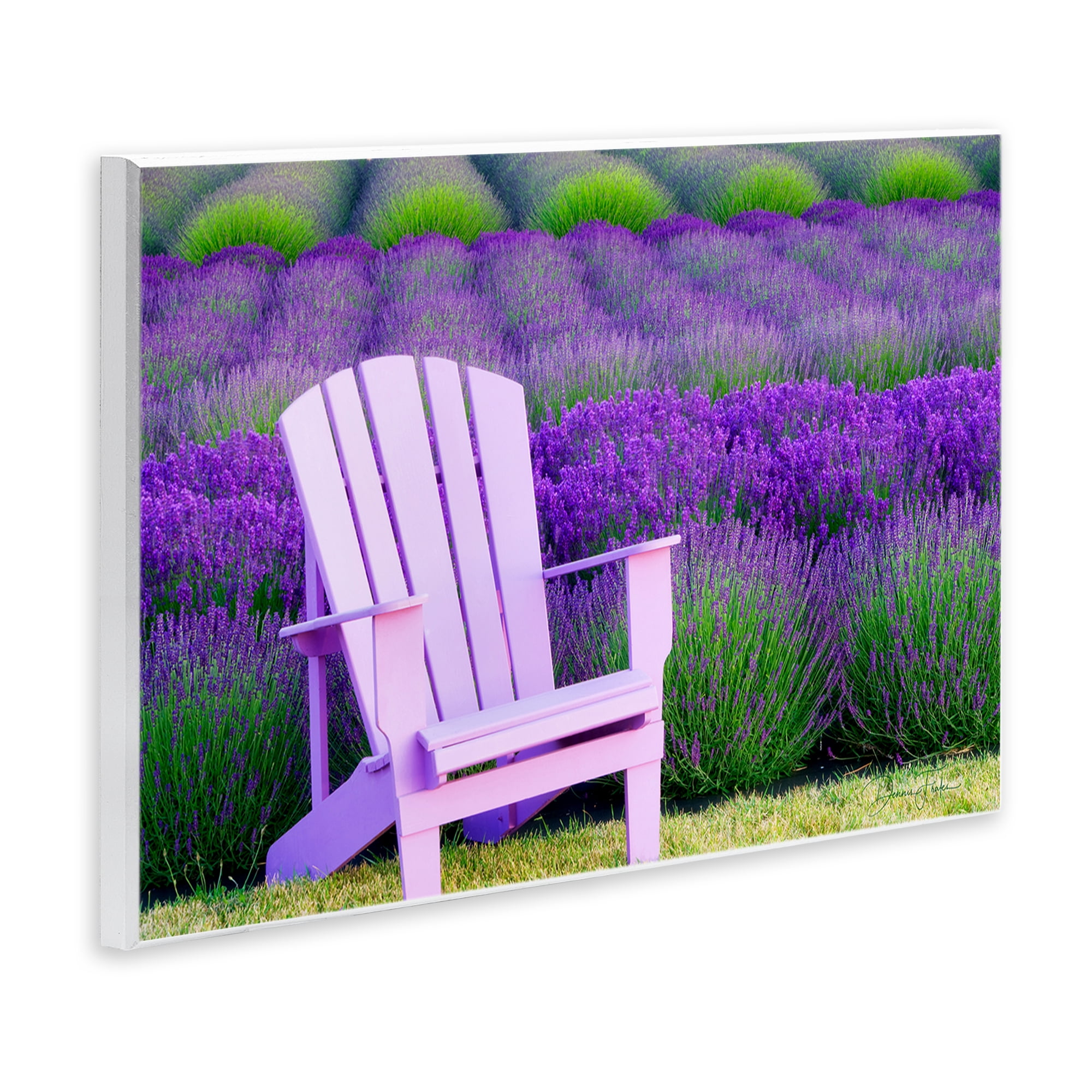 Stupell Industries Chair & Lavender Field Landscape & Nature Painting Unframed Art Print Wall Art, 19 x 13