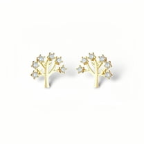 Small Tiny CZ Tree Stud Earrings for Women