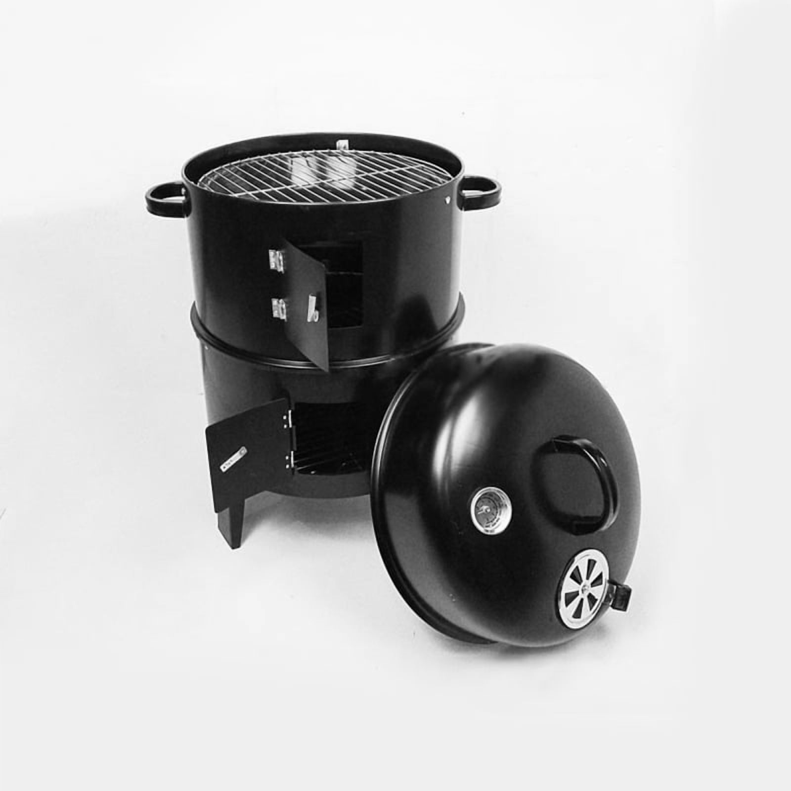 Outdoor double-layer grill, charcoal wood fired braising and smoking stove