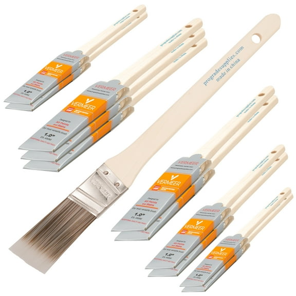 Vermeer Paint Brushes - 12-Pack - 1" Angle Brushes for All Latex and Oil Paints & Stains