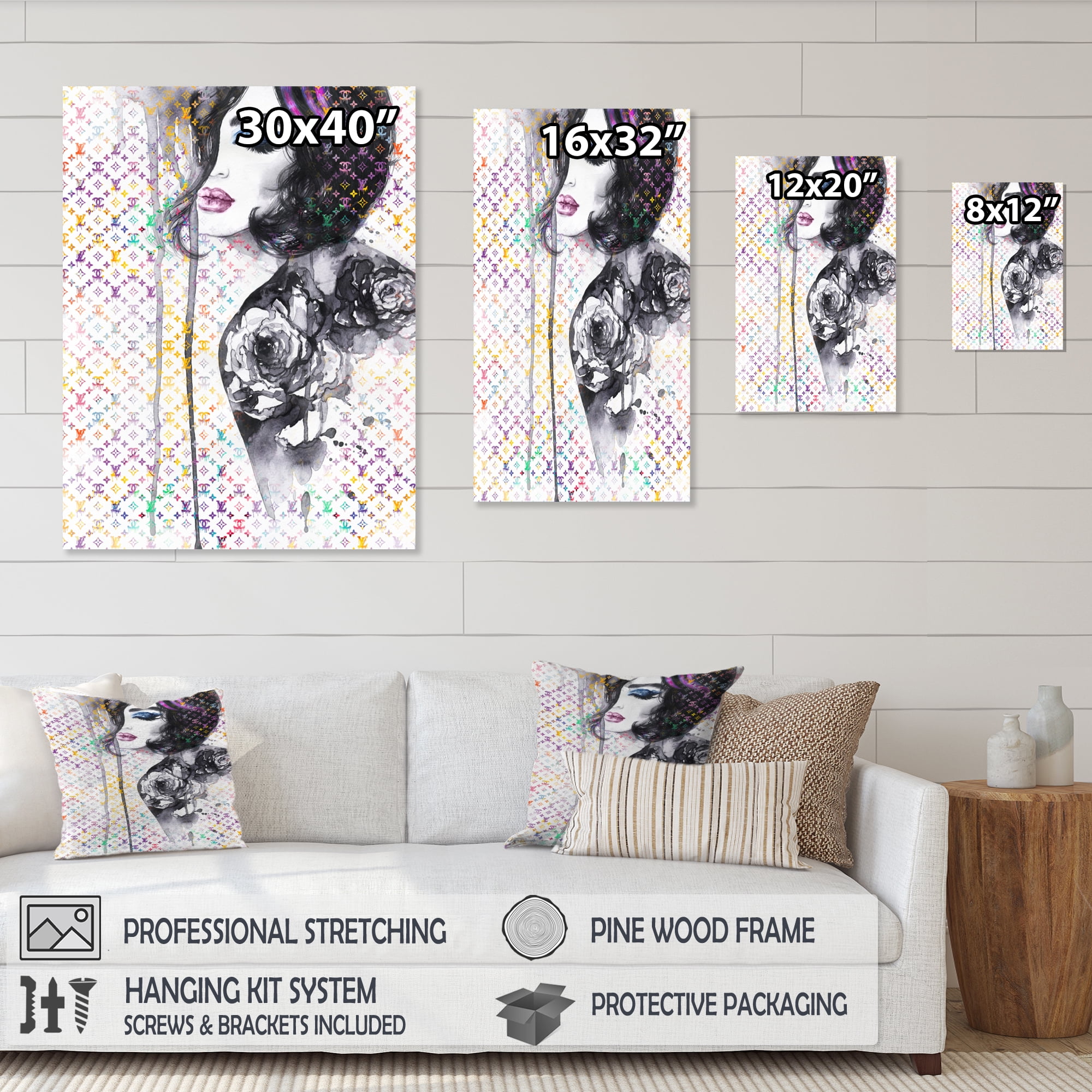 Designart Luxurious Femela Sketch III Canvas Wall Art