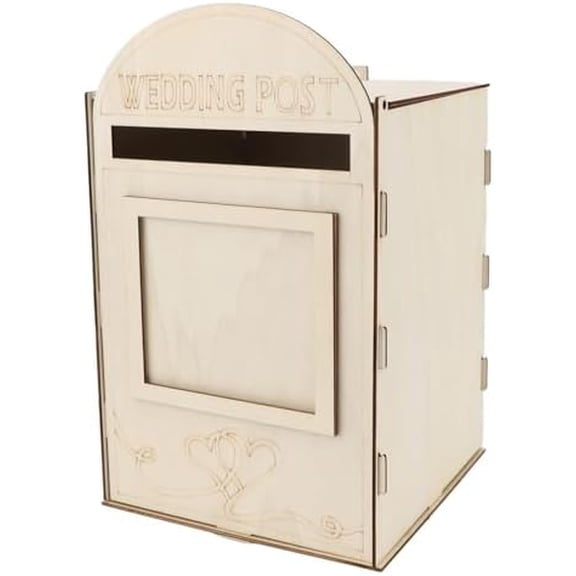Wooden Wedding Mailbox Post Box with Lock for Decorative Wedding Reception Anniversary Party, Handmade Wood Postal Mailbox for Well Wishing Cards, Ideal for Weddings and$$Home Decor, Kitchen, & Other