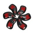 thumbnail image 1 of 6 piezas portátiles PU Golf Irons Head Cover Skull Design Número de identificación Mujeres Hombres Protección antideslizante con protección de manga d - rojo Sunnimix cubierta de la cabeza de golf, 1 of 8