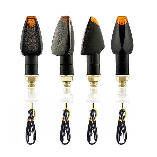 4 intermitentes delanteros y traseros para motocicleta, fácil instalación, 14 LED, 12 V, accesorios para motocicleta Negro