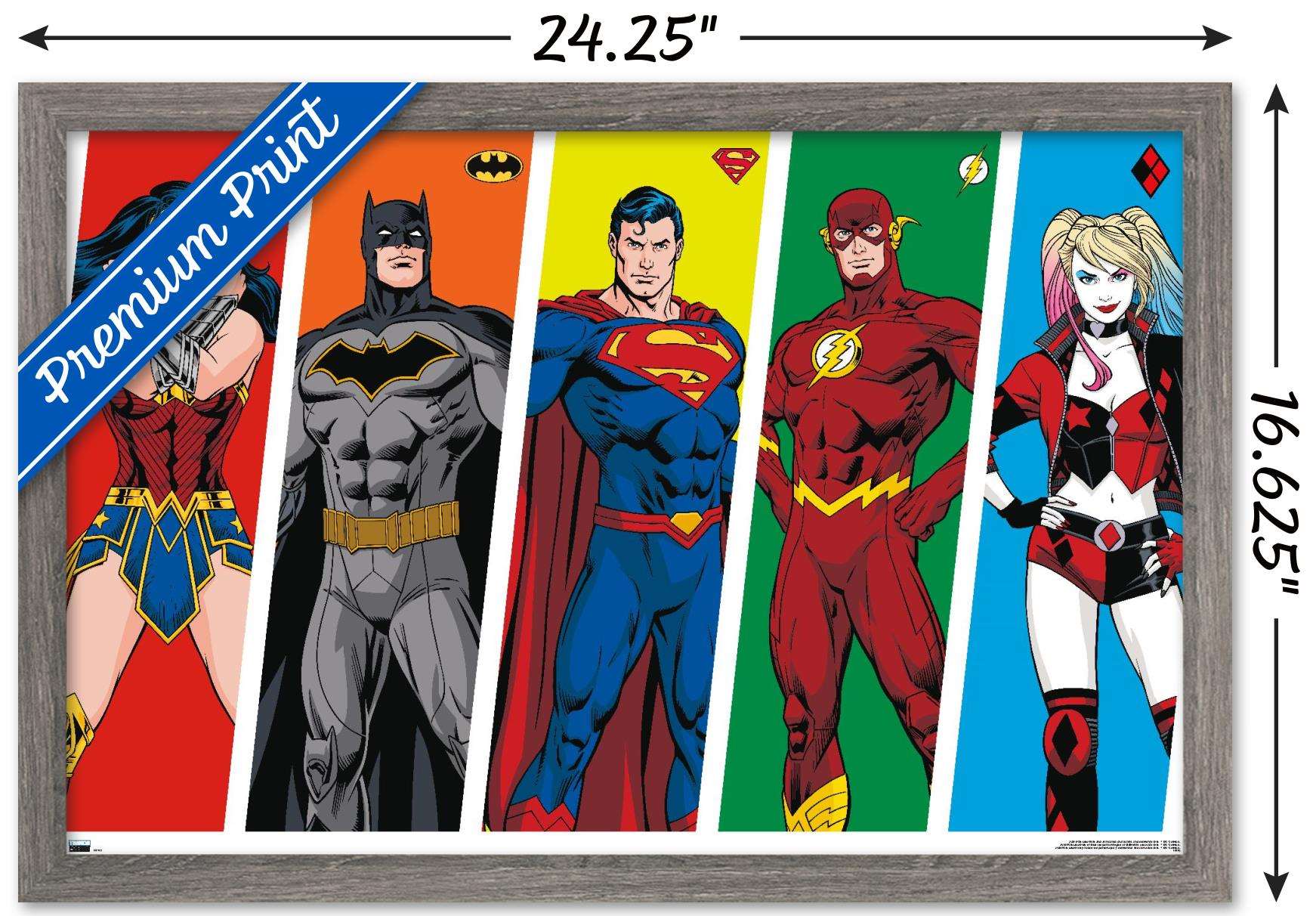 DC Comics - Rainbow Lines Wall Poster, 14.725" x 22.375", Framed
