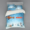 thumbnail image 2 of Ambesonne Christmas Bedding Set 3 Pcs, Santa Plane Snowman, Twin, Blue Orange, 2 of 3
