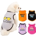 thumbnail image 5 of Chaleco sin mangas con estampado de letras para mascotas, para perros pequeños, acogedor, de algodón, para cachorros, gatos, ropa de algodón, caniche, schnauzer, masoctas, 5 of 5