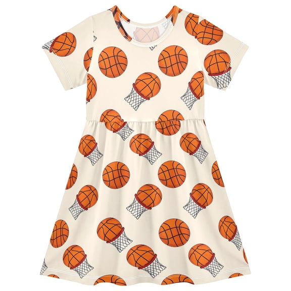 joogoo Basketball Girls' Short Sleeve Dress Kids Dresses 4T