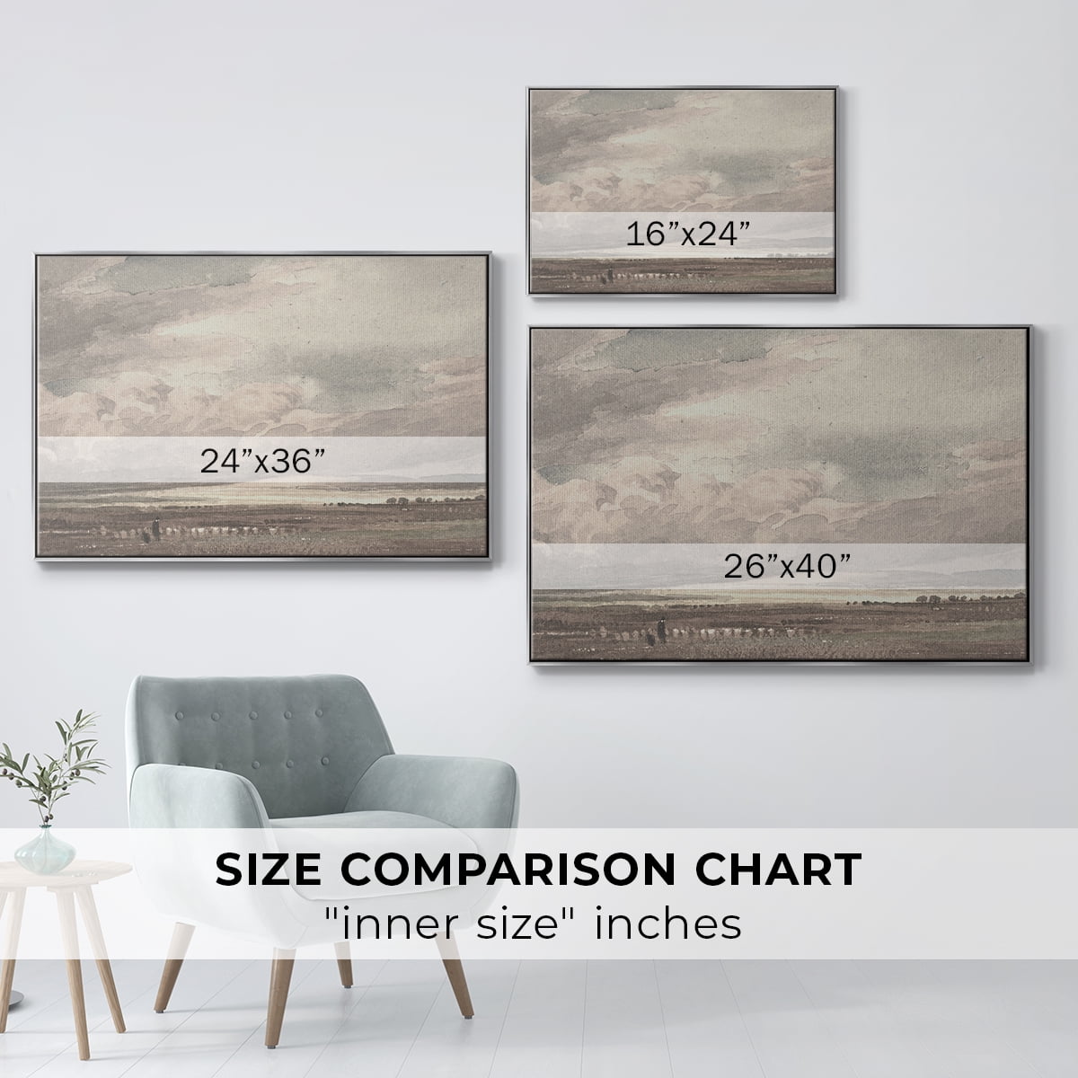 Vintage Landscape-MVII By Wexford Home Framed in Silver Wood Gallery Wrapped Canvas 25 in. x 37 in.