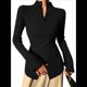 thumbnail image 1 of Suéter Básico de Punto para Mujer, Elegante Jersey de Cuello Alto con Botones, Corte Entallado, Abertura Cruzada y Larga. Negro XL, 1 of 8