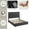 thumbnail image 5 of Towallmark Queen Size Bed Frame with 50.8" Tall Headboard, Platform Velvet Upholstered Bed Frame with 4 Storage Drawers, USB Charging Station, Led Lights, No Box Spring Needed, Easy Assembly,Black, 5 of 7