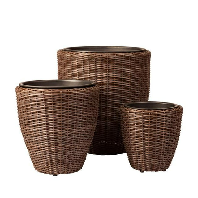 Patio Sense 62502 Tondo Wicker Planter Set, 3 piece