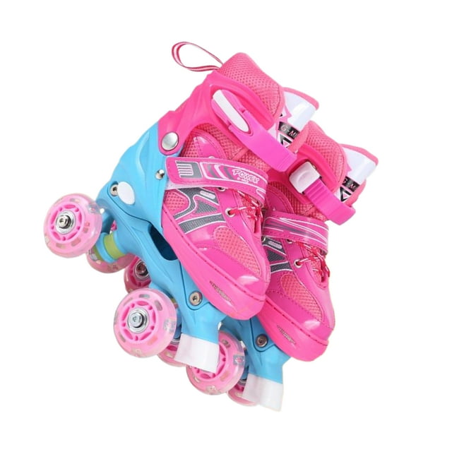 pitrice Lot de 2/lot Patins à Roulettes Respirants pour Enfants Filles Roue Rose Taille Ajustable Rose Sans Paillettes