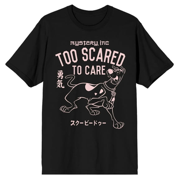 Scooby Doo Too Scared To Care Men's Black T-shirt-Medium