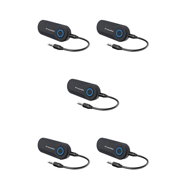 Transemion Bluetooth 4.0 Transmitter 3.5MM for Jack Audio Adapter Wireless Stereo Audio Transmitter Adapter for Headphones TV black 5Set