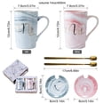 thumbnail image 3 of Mr and Mrs Mug Set - 14oz Ceramic Coffee Mugs for Couples, Elegant Wedding & Anniversary Gifts with Lids & Spoons, Valentine's Day Gifts for Him & Her,engagement gifts for couples, 3 of 7