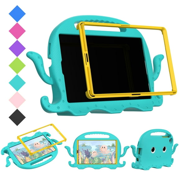 Decase Tablet Shell for Samsung Galaxy Tab A7 Lite 8.7 inch 2021 Model (SM-T220/T225/T227),Kids Friendly Rugged Shockproof Cute 3D Cartoon Pattern Cover With Shoulder Strap &  Screen Prot,Glacialgreen