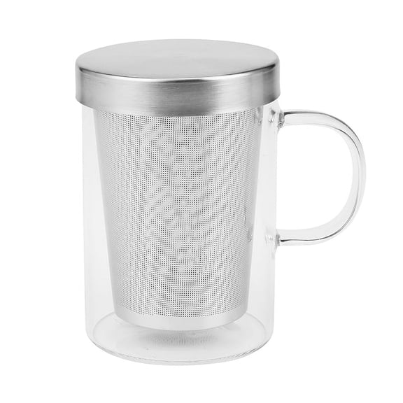 500Ml Travel Heat- Glass Tea Infuser Mug with Stainless Steel Lid Coffee Cup Tumbler Kitchen Large