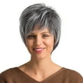 thumbnail image 6 of WXLCISI Synthetic Short Ombre Gray Pixie Haircut Wig with Bangs Glueless Layered Wig Wavy Grey to Black Wigs for Women, 6 of 8