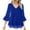 Blue, variant on Women Ruffled Glitter 3/4 Sleeve Elegant Collar Double Layer Mesh Blouse Party Wear Comfortable Lightweight Fashionable Trendy Womens Tops(Pink,S)