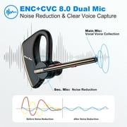 New bee Bluetooth Earpiece V5.2 Wireless Headset,24H Talk/180Days Standby,ENC Dual Mic Noise Cancelling,270°Rotatable Mic,Left/Right Ear Compatible for Work/Driver/Business/iPhone/Android,Black