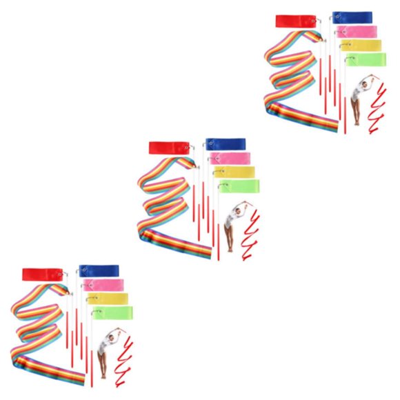 ZLight 6pack/lot Wide Application Gymnastics Ribbon With Neat Cut And Easy-to-Grasp 3Set