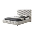 thumbnail image 4 of Goy Queen Size Bed- Low Profile- Button Tufted- Gray Fabric Upholstery, 4 of 9