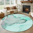thumbnail image 2 of Aqua Marble Large Area Rugs for Bedroom Living Room, Soft Non Slip Carpet Bedside Rug, Modern Abstract Waves Silvery Farmhouse Round Floor Cover Kitchen Accent Rug 8' for Dining Room/Office, 2 of 9