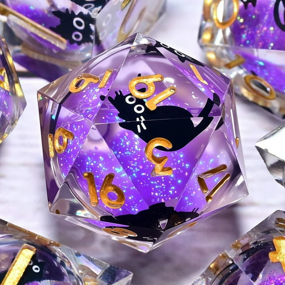 DND Resin Dice 7-Piece Set for Dungeons and Dragons DND 5e RPG Gift, Board Game Tabletop Role Playing Dice Game, Birthday Gift, Christmas, Thanksgiving, Halloween