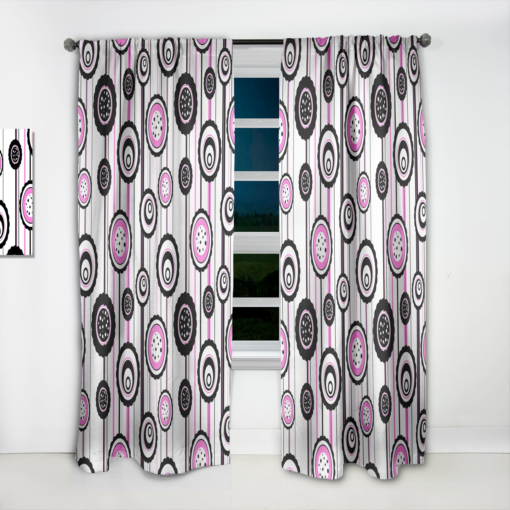 Designart 'Circular Retro Pattern' Mid-Century Modern Curtain Panel