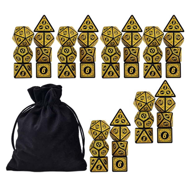 Juego de dados poliédricos acrílicos de 42 Uds. D8 D10 D12 D20 con bolsa de almacenamiento para juegos de de enseñanza de matemáticas MTG Amarillo Baoblaze Dados poliédricos