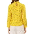 thumbnail image 3 of INSPIRE CHIC Women's Smocked Ruffled Neck Long Sleeve Floral Blouse M Yellow, 3 of 7