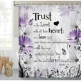 thumbnail image 2 of Bible Verse Inspirational Quote Shower Curtain, Purple Floral Daisy Trust in The Lord Waterproof Fabric, Rustic Farmhouse Butterfly Bathroom Shower Curtain with 12PCS Hooks, 70X70IN, 2 of 17