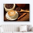 thumbnail image 2 of Canvas Prints Wall Art - a Cup of Cafe Latte and Coffee Beans | Modern Wall Decor/Home Art Stretched Gallery Canvas Wraps Giclee Print &amp; Ready to Hang - 32" x 48", 2 of 5