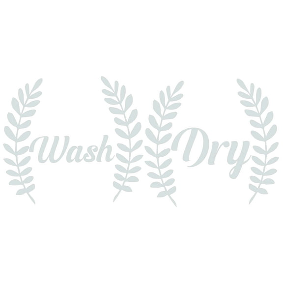 Wash and Dry Stickers for Laundry Machines Vinyl Decal - Washer and Dryer Combo with Creative Gray Leaves Greek Side Designs for Laundry Room - 20" x 20"