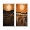 thumbnail image 2 of Designart "Retro Mountain Meadows Golden Sunset III" Meadow Framed Wall Art Set Of 2 - Traditional Orange Framed Wall Art Set Of 2, 2 of 6