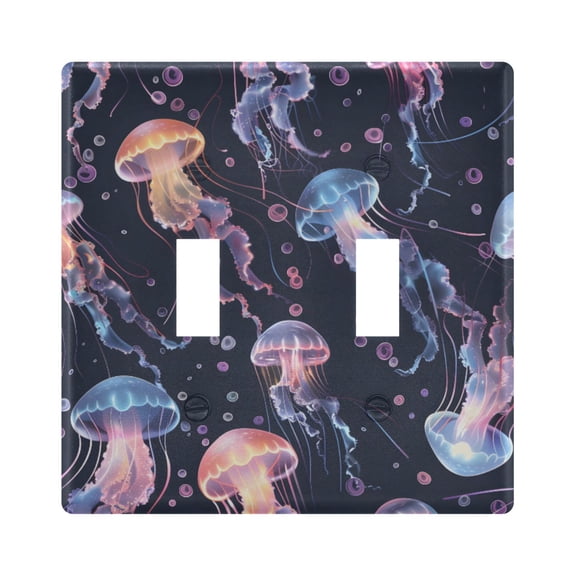 Colorful Jellyfishes Light Switch Cover Electrical Outlet Cover Replaceable Wall Plates 2-Gang