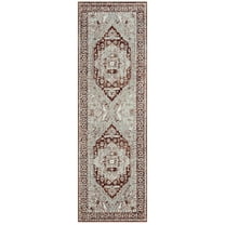 Everwash™ Treasure Rubia Traditional Medallion Machine Washable Runner Area Rug, Ivory/Red, 2'2"x7'2"