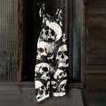 thumbnail image 6 of EANJE Halloween Women's Jumpsuits Gothic Skull Floral Graphic Women Overall Sleeveless Wide Leg Jumpsuit Plus Size Straps Rompers Trendy Bib Overalls Winter Clothing Dark Gray S, 6 of 6
